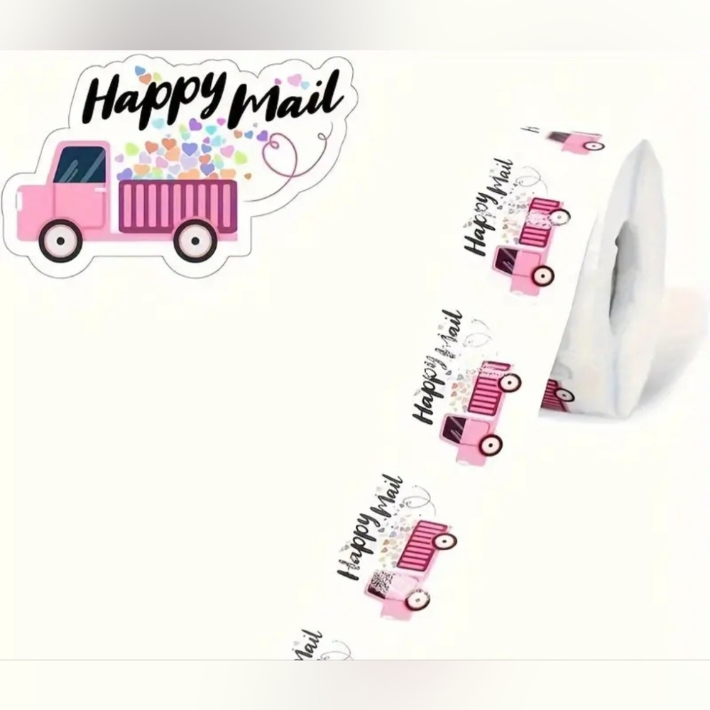 500 "Happy Mail" Stickers 1 in X 1.5 in